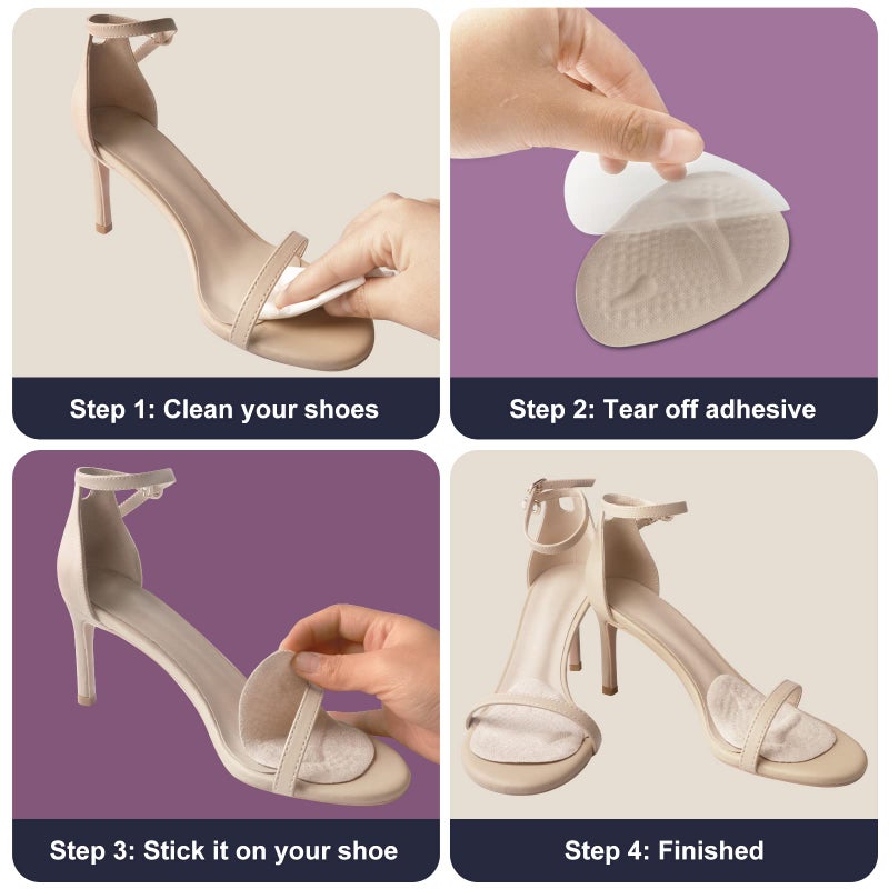 Riootlnm Metatarsal Pads  Ball of Foot Cushions  Heel Pads Inserts for Too Big Shoe  Reduce Foot Pain  No Slip Heel Grips Liners Shoe Pads for Loose Shoe  Blisters(Beige+Black) - Image 5